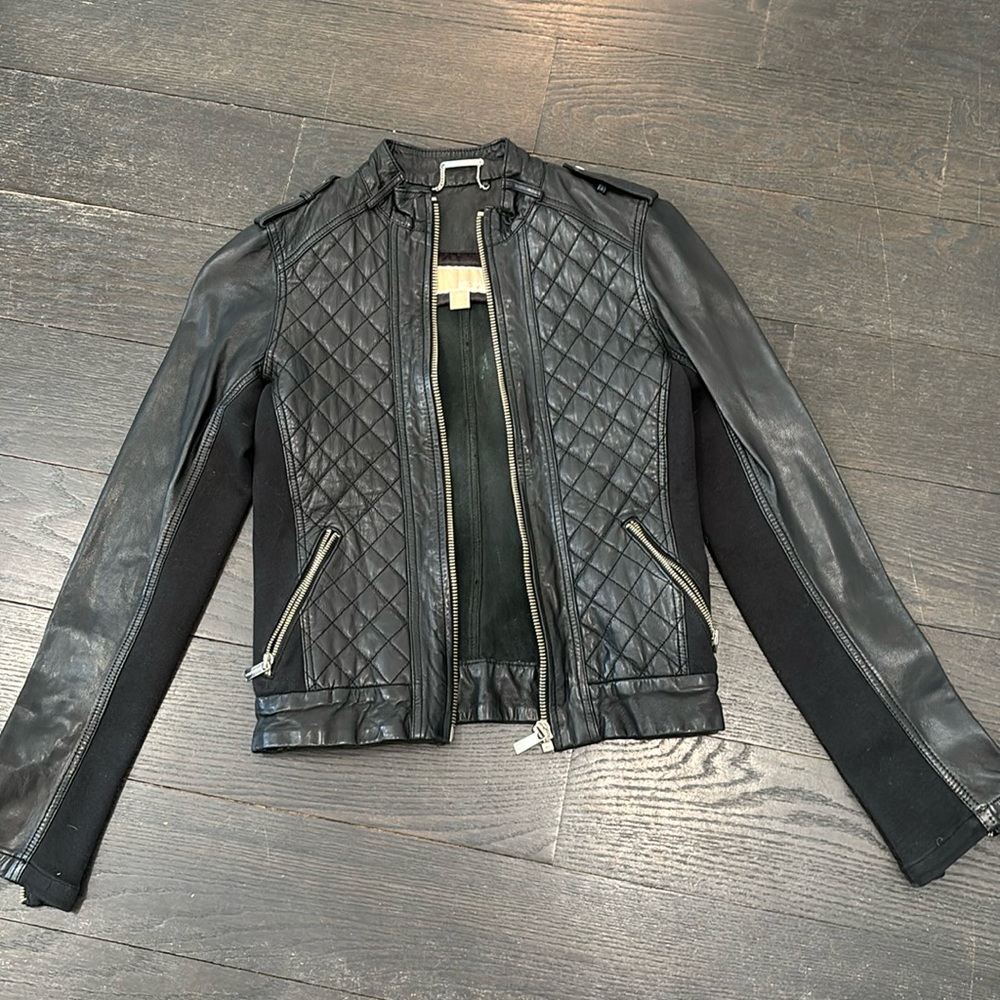 Michael Kors leather moto jacket